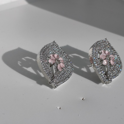 Blush Floral Crystal Stud Earrings