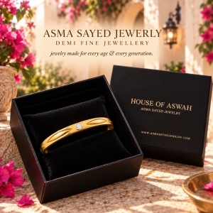 ASMA SAYED JEWELRY – HOUSE OF ASWAH 18K PVD Gold Plated Zircon Bangle for Women | 316L Stainless Steel | Tarnish-Resistant, Waterproof & Hypoallergenic | Demi-Fine Jewellery | Everyday & Gift Wear - Image 4