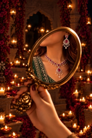 ASMA SAYED JEWELRY Diwali Edition American Diamond Necklace & Earring Set | Royal Teardrop AD Stone Jewellery Set with Pearl Drops | 6 Colors - Image 6