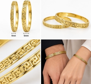 ASMA SAYED JEWELRY  HOUSE OF ASWAH 18K PVD Gold Plated Couple Bracelet for Men & Women | 4mm & 6mm | 316L Stainless Steel | Tarnish-Resistant, Waterproof & Hypoallergenic | Demi-Fine Jewellery | Everyday Wear - Image 3