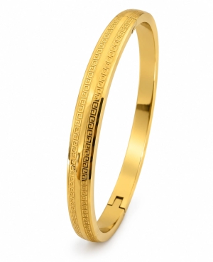 ASMA SAYED JEWELRY – HOUSE OF ASWAH 18K PVD Gold Plated Greek Key Bracelet for Men | 316L Stainless Steel | Tarnish-Resistant, Waterproof & Hypoallergenic | Demi-Fine Men’s Jewellery | Everyday Wear