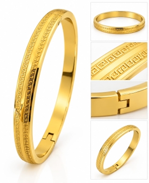 ASMA SAYED JEWELRY – HOUSE OF ASWAH 18K PVD Gold Plated Greek Key Bracelet for Men | 316L Stainless Steel | Tarnish-Resistant, Waterproof & Hypoallergenic | Demi-Fine Men’s Jewellery | Everyday Wear - Image 3