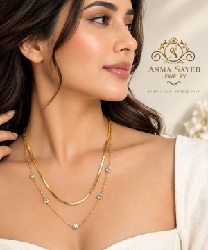 ASMA SAYED JEWELRY – HOUSE OF ASWAH 18K Gold Plated Pink Zircon Necklace for Women & Girls | 316L Stainless Steel | Anti-Tarnish, Waterproof & Hypoallergenic | Demi-Fine Jewellery - Image 4