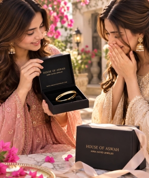 ASMA SAYED JEWELRY – HOUSE OF ASWAH 18K PVD Gold Plated Zircon Bangle for Women | 316L Stainless Steel | Tarnish-Resistant Waterproof & Hypoallergenic | Demi-Fine Jewellery | Sister & Best Friend Gift - Image 2