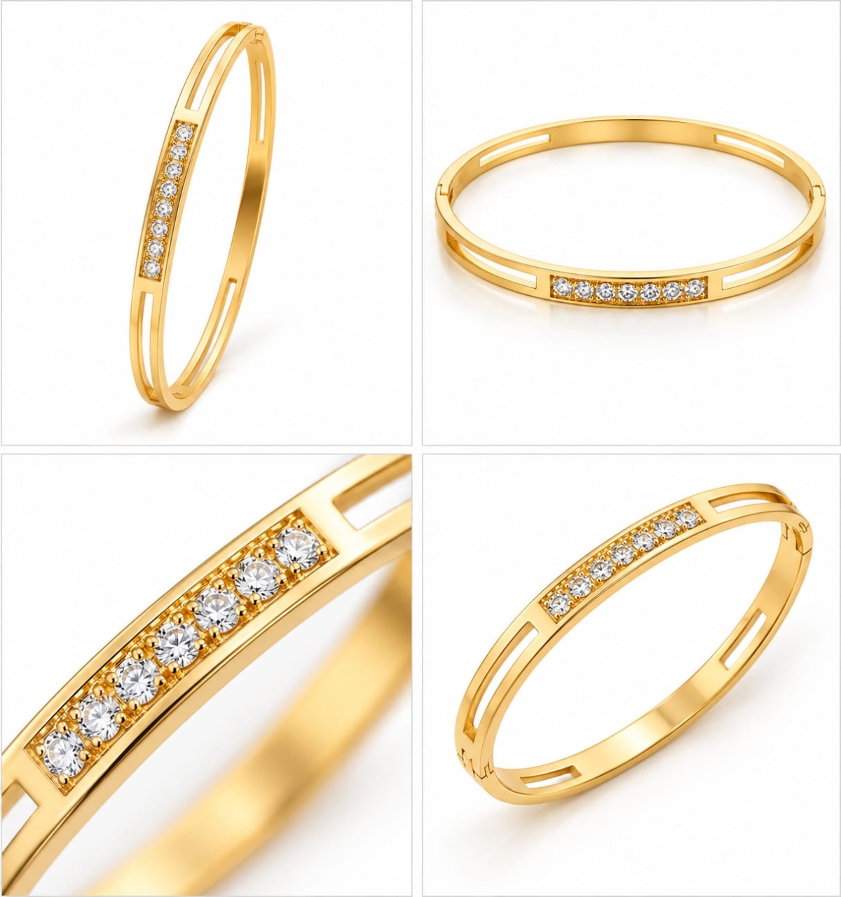 ASMA SAYED JEWELRY – HOUSE OF ASWAH 18K PVD Gold Plated Zircon Bangle for Women | 316L Stainless Steel | Tarnish-Resistant Waterproof & Hypoallergenic | Demi-Fine Jewellery | Sister & Best Friend Gift - Image 1