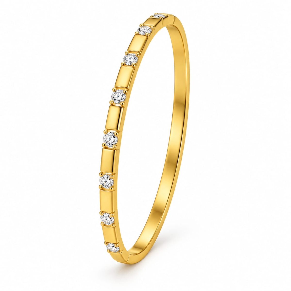 ASMA SAYED JEWELRY – HOUSE OF ASWAH 18K PVD Gold Plated Zircon stone Bangle for Women | 316L Stainless Steel | Tarnish-Resistant, Waterproof & Hypoallergenic | Demi-Fine Jewellery | Sizes 2.4 & 2.6 - Image 1