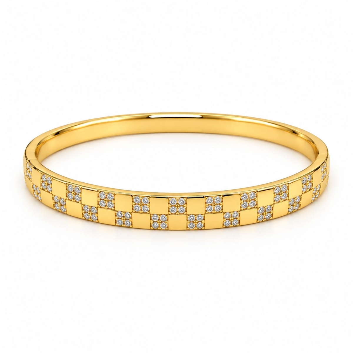 ASMA SAYED JEWELRY – HOUSE OF ASWAH 18K PVD Gold Plated Zircon Bangle for Women | 316L Stainless Steel | Tarnish-Resistant, Waterproof & Hypoallergenic | Mother Daughter Gift | Demi-Fine Jewellery | Everyday Wear - Image 1