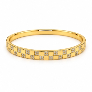 ASMA SAYED JEWELRY – HOUSE OF ASWAH 18K PVD Gold Plated Zircon Bangle for Women | 316L Stainless Steel | Tarnish-Resistant, Waterproof & Hypoallergenic | Mother Daughter Gift | Demi-Fine Jewellery | Everyday Wear