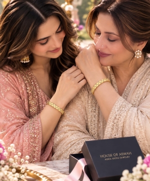 ASMA SAYED JEWELRY – HOUSE OF ASWAH 18K PVD Gold Plated Zircon Bangle for Women | 316L Stainless Steel | Tarnish-Resistant, Waterproof & Hypoallergenic | Mother Daughter Gift | Demi-Fine Jewellery | Everyday Wear - Image 3