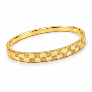 ASMA SAYED JEWELRY – HOUSE OF ASWAH 18K PVD Gold Plated Zircon Bangle for Women | 316L Stainless Steel | Tarnish-Resistant, Waterproof & Hypoallergenic | Mother Daughter Gift | Demi-Fine Jewellery | Everyday Wear - Image 4