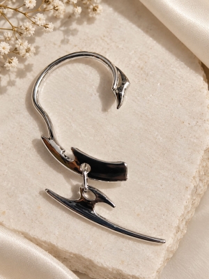 ASMA SAYED JEWELRY – Halloween Gothic Silver-Tone Claw Ear Cuff with Dangle Earrings for Women