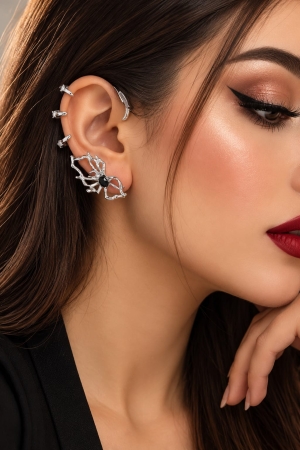 ASMA SAYED JEWELRY – Halloween Gothic Spider Ear Cuff & Silver-Tone Claw Earrings for Women - Image 2