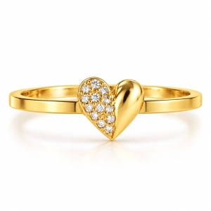 ASMA SAYED JEWELRY – HOUSE OF ASWAH Heart Design Gold-Tone Ring for Women | 316 Stainless Steel | zircon diamond | Sparkling Stone Studded Heart | Elegant Minimalist Ring | US Size 7 | Everyday Wear & Gifting