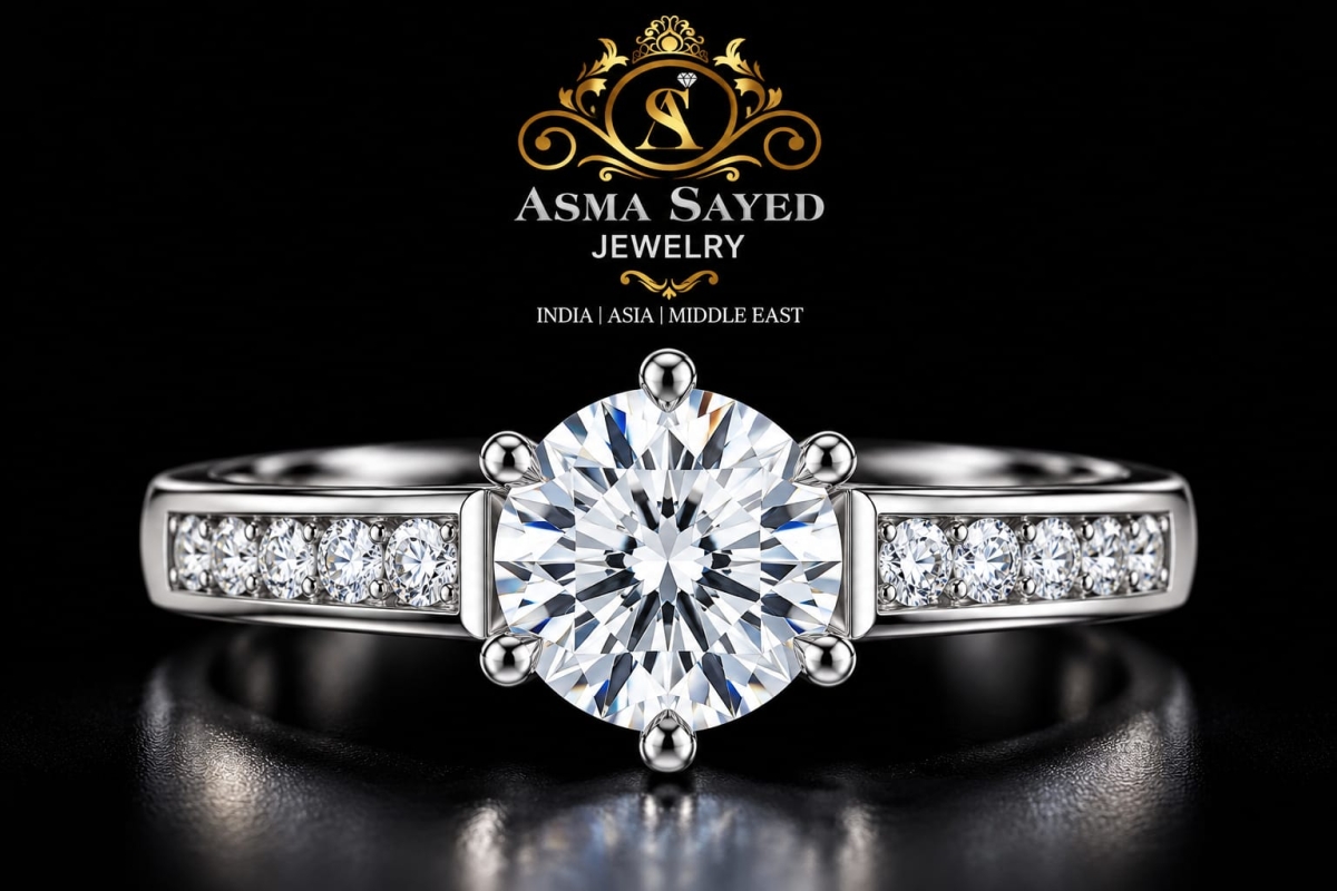 Round Solitaire Moissanite Ring – 925 Sterling Silver | ASMA SAYED JEWELRY – HOUSE OF ASWAH - Image 1