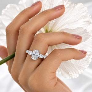 Oval Cut Moissanite Ring in 925 Sterling Silver – Rhodium Plated | ASMA SAYED JEWELRY – HOUSE OF ASWAH