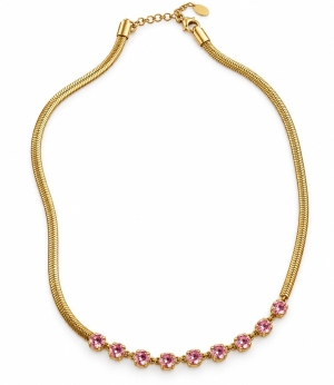 ASMA SAYED JEWELRY – HOUSE OF ASWAH 18K Gold Plated Pink Zircon Necklace for Women & Girls | 316L Stainless Steel | Anti-Tarnish, Waterproof & Hypoallergenic | Demi-Fine Jewellery