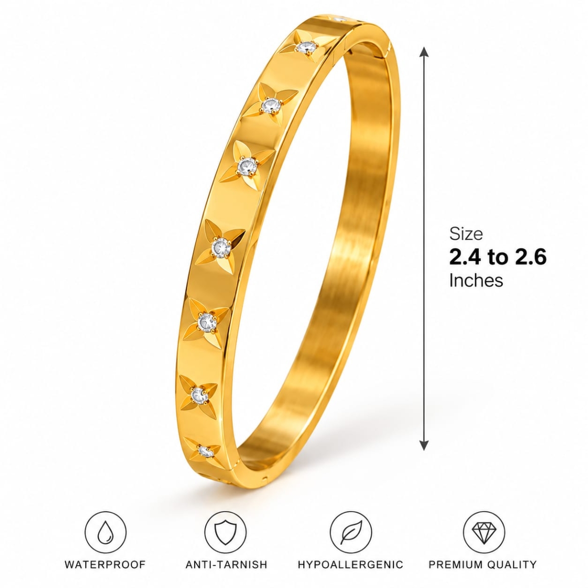 ASMA SAYED JEWELRY – HOUSE OF ASWAH Gold Plated Square Stone Link Bracelet for Women | 316 Stainless Steel | Anti-Tarnish | Elegant Designer Chain Bracelet | Party Wear & Everyday Jewellery | Gift for Her - Image 2