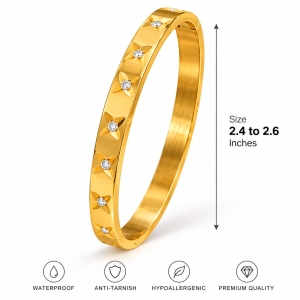 ASMA SAYED JEWELRY – HOUSE OF ASWAH Gold Plated Square Stone Link Bracelet for Women | 316 Stainless Steel | Anti-Tarnish | Elegant Designer Chain Bracelet | Party Wear & Everyday Jewellery | Gift for Her - Image 2