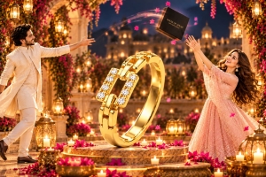 ASMA SAYED JEWELRY – HOUSE OF ASWAH | Women's 18K Gold Plated Demi-Fine Ring | Sparkling Zirconia Diamond | Elegant Geometric Design | Party, Festive & Everyday Wear - Image 4