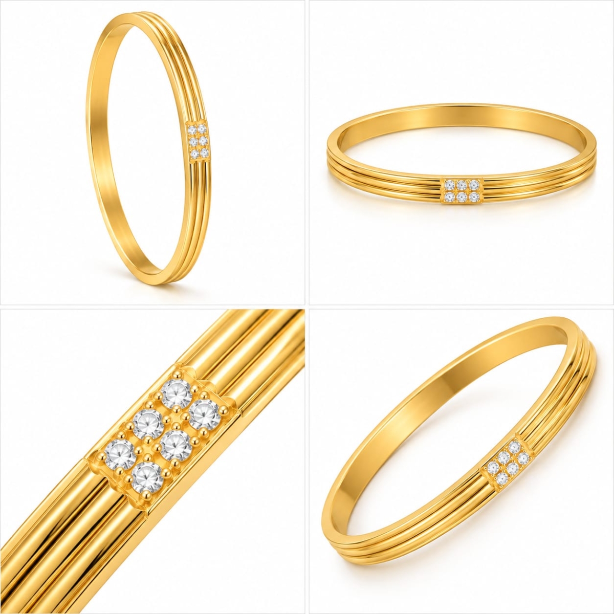 ASMA SAYED JEWELRY – HOUSE OF ASWAH 18K PVD Gold Plated Zircon Bangle for Women | 316L Stainless Steel | Tarnish-Resistant, Waterproof & Hypoallergenic | 6mm Demi-Fine Jewellery | Elegant Gift Bangle - Image 3
