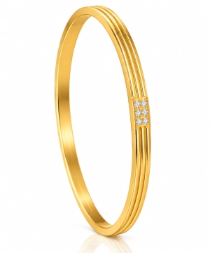 ASMA SAYED JEWELRY – HOUSE OF ASWAH 18K PVD Gold Plated Zircon Bangle for Women | 316L Stainless Steel | Tarnish-Resistant, Waterproof & Hypoallergenic | 6mm Demi-Fine Jewellery | Elegant Gift Bangle