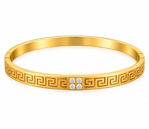 ASMA SAYED JEWELRY – HOUSE OF ASWAH 18K PVD Gold Plated Zircon Bangle for Women | 316L Stainless Steel | Tarnish-Resistant, Waterproof & Hypoallergenic | Demi-Fine Jewellery | Everyday Wear