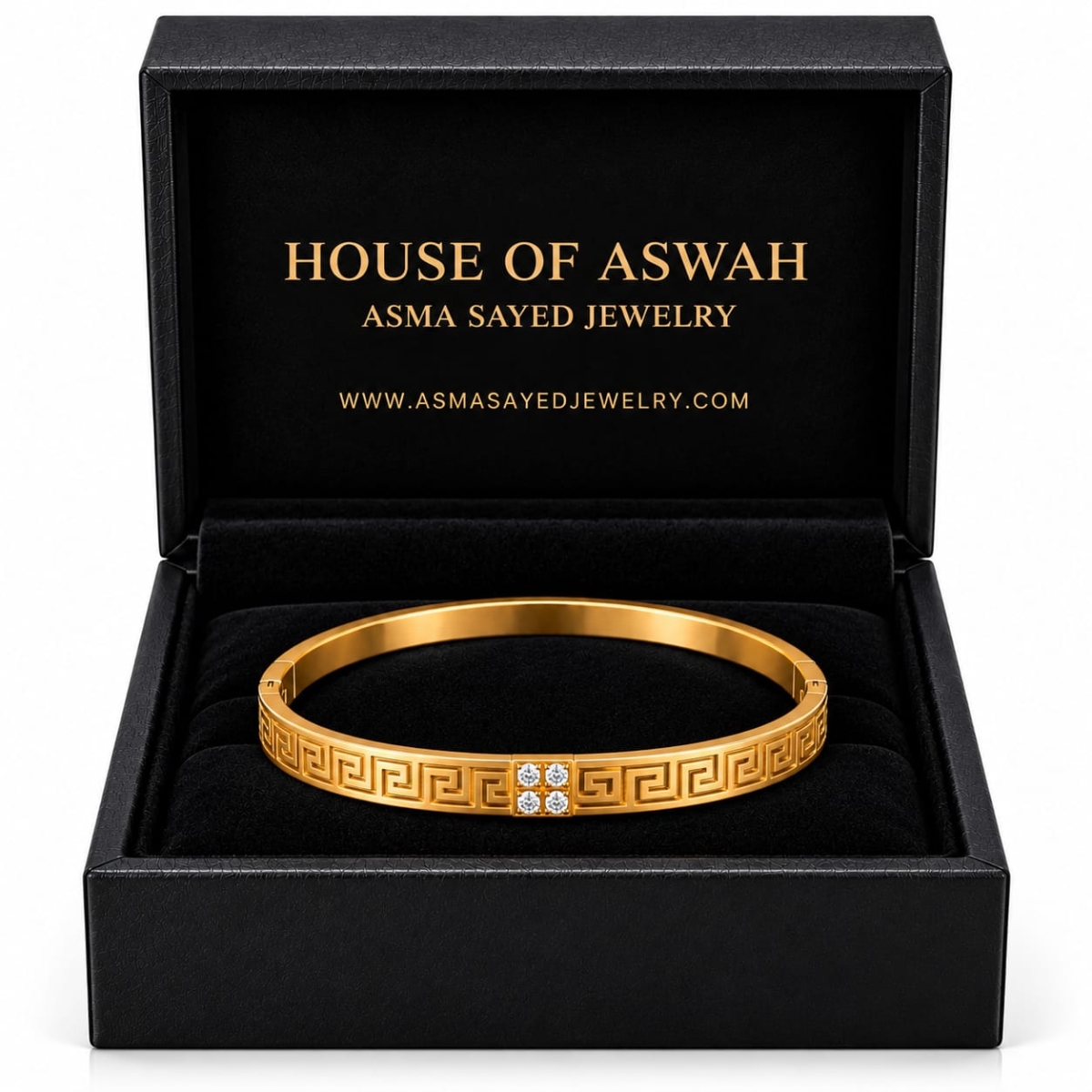 ASMA SAYED JEWELRY – HOUSE OF ASWAH 18K PVD Gold Plated Zircon Bangle for Women | 316L Stainless Steel | Tarnish-Resistant, Waterproof & Hypoallergenic | Demi-Fine Jewellery | Everyday Wear - Image 4