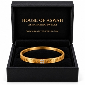ASMA SAYED JEWELRY – HOUSE OF ASWAH 18K PVD Gold Plated Zircon Bangle for Women | 316L Stainless Steel | Tarnish-Resistant, Waterproof & Hypoallergenic | Demi-Fine Jewellery | Everyday Wear - Image 4