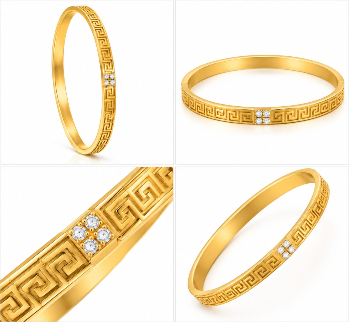 ASMA SAYED JEWELRY – HOUSE OF ASWAH 18K PVD Gold Plated Zircon Bangle for Women | 316L Stainless Steel | Tarnish-Resistant, Waterproof & Hypoallergenic | Demi-Fine Jewellery | Everyday Wear - Image 3