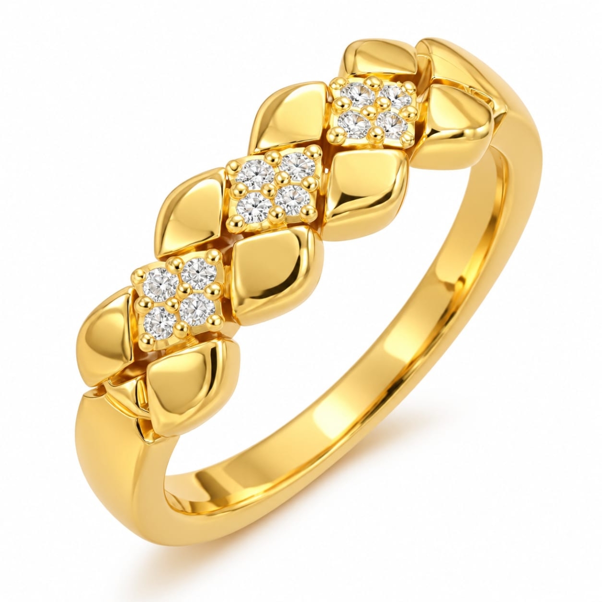 ASMA SAYED JEWELRY – HOUSE OF ASWAH 18KT Gold Plated Zirconia Ring for Women | 316L Stainless Steel | Demi-Fine Jewellery | Elegant Floral Design | Everyday & Party Wear - Image 1