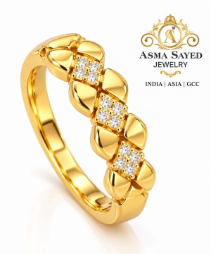 ASMA SAYED JEWELRY – HOUSE OF ASWAH 18KT Gold Plated Zirconia Ring for Women | 316L Stainless Steel | Demi-Fine Jewellery | Elegant Floral Design | Everyday & Party Wear - Image 3