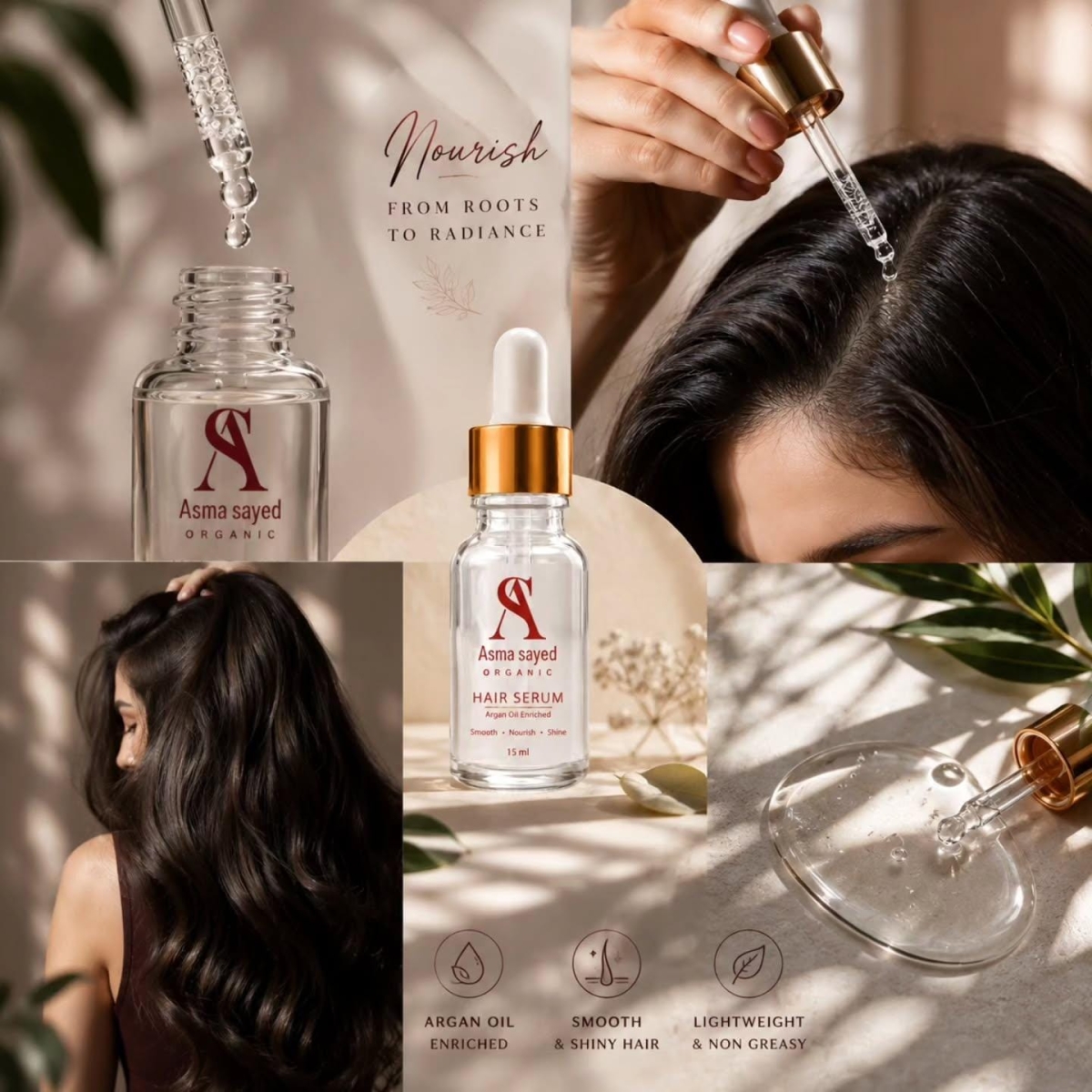 ASMA SAYED ORGANIC Argan Oil Hair Serum (15ml) - Image 1
