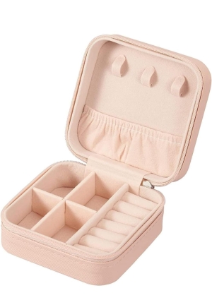 HOUSE OF ASWAH Mini Travel Jewellery Organizer Box for Women | Portable Jewellery Storage Case with Necklace Hooks, Ring Holders & Multiple Compartments | Travel-Friendly Jewellery & Accessories Organizer - Image 2